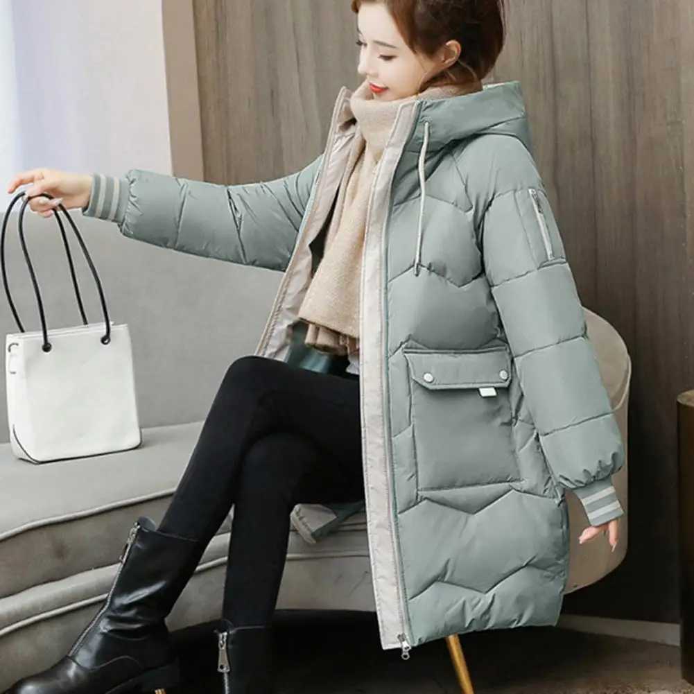 2024 New Women Long Down Cotton Jacket Korean Loose Cotton Coat Winter Thicken Warm Women Parkas Winter Female Hooded CoatT251201