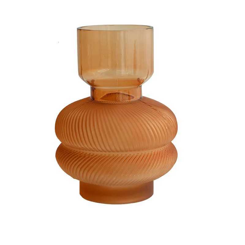 Frosted Vase Striped Transparent Flower Arrangement Hydroponic Accessories He Decoration Terrarium Vases Pots Y251201