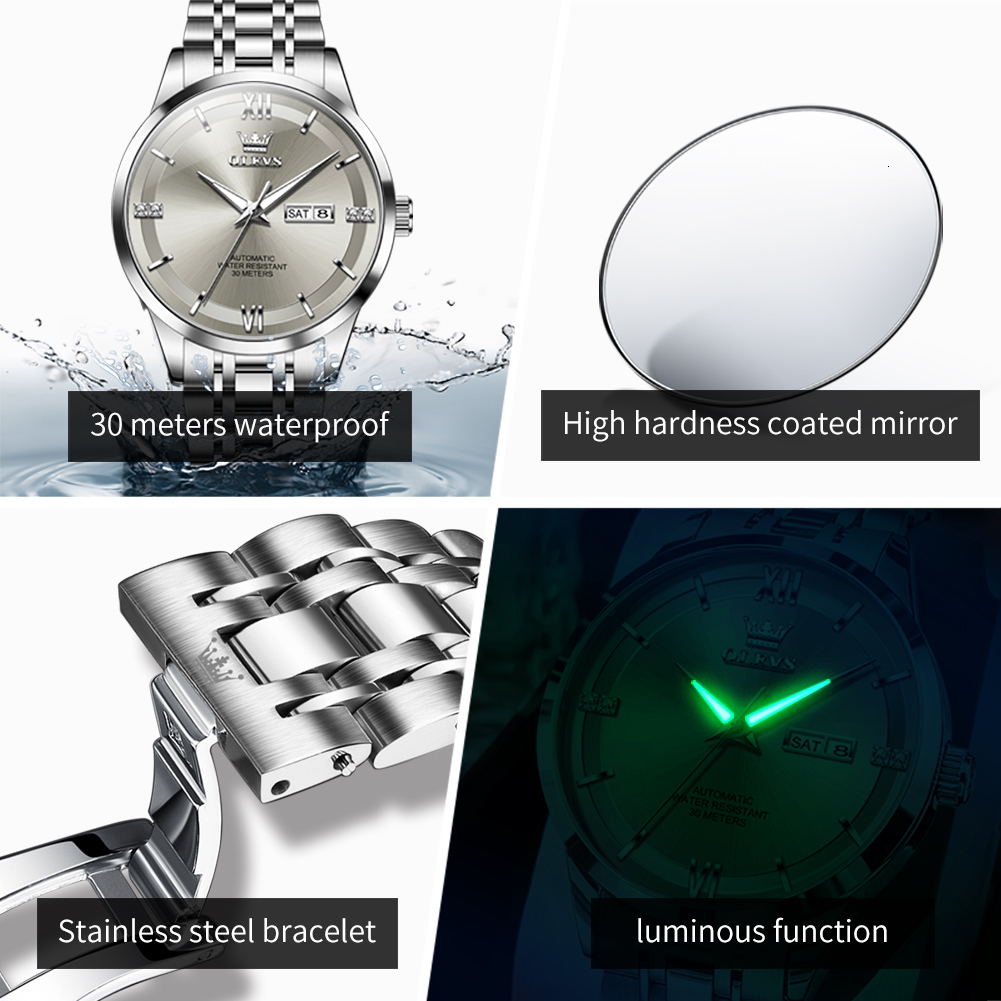 OLEVS Designer Digital Luxury Diving Mechanical Watches Automatic Mechanical Men's Watches Luminous Double Calendar Men's Watches Free Shipp
