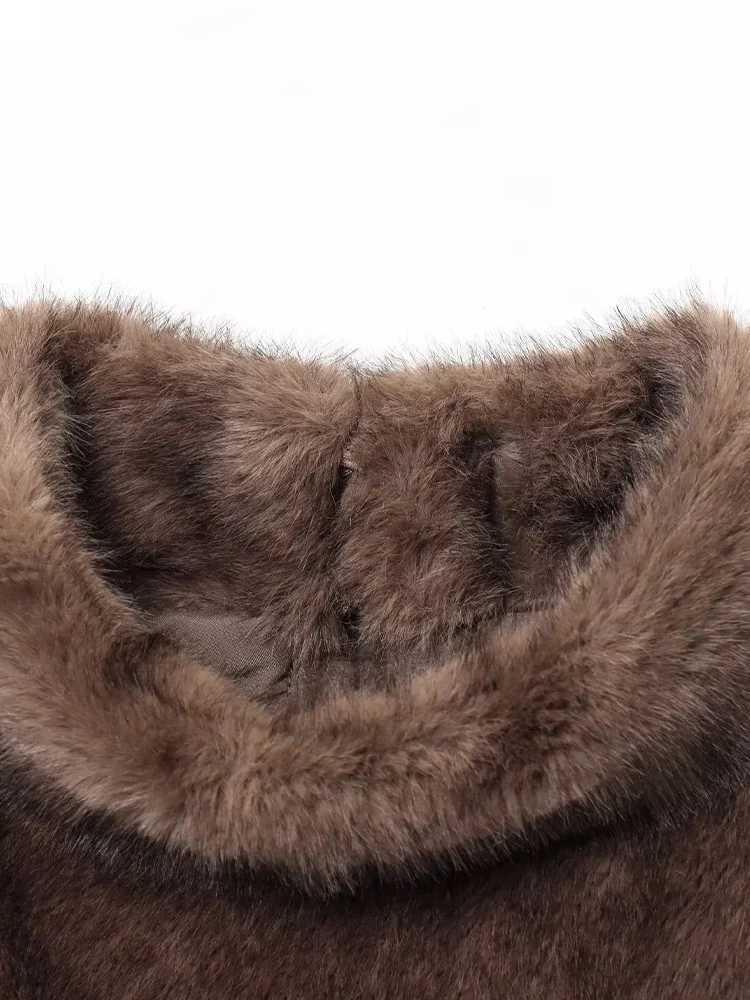 European and American style autumn new womens casual temperament simple artificial fur effect sleeveless with belt jacketT251201