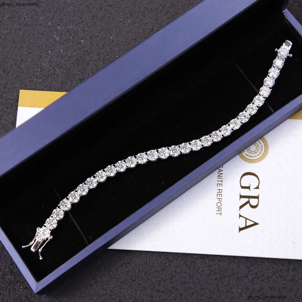 Fashion Diamond 5mm 6.5mm Sier Gold Plated Fine Jewelry Bracelet VVS Moissanite Tennis Chain for Men Women Gift 35