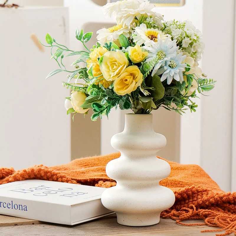 Plastic White Vase He Living Ro TV Cabinet Decorative Ornaments Flower Table Decoration Crafts 215145cm Y251201