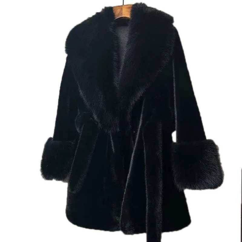 New Fashion Big Fur Collar Long Fur Jacket Women Winter Coat Environmentally Friendly Thick Faux Fox Fur Coat Women ClothingT251201