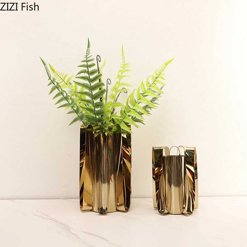 Silver-plated Metal Vase Artificial Flower Decorative Flowers Pots Desk Decoration Floral Arrangement Ro Aesthetic Decor Y251201