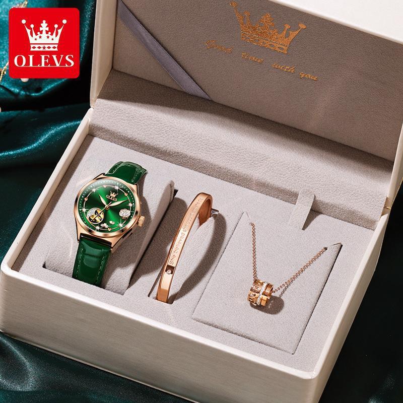 OLEVS Designer Luxury Watches And Diamond Hollow Mechanical Watches Waterproof Women's Watches Gift Box Set Elegant Demeanor Free Shipping Wholes