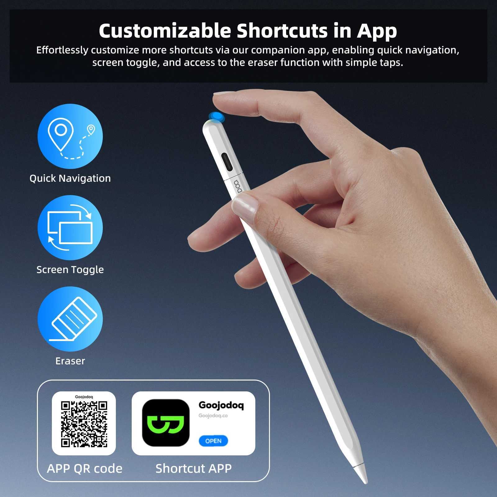 GOOJODOQ GD14 Stylus Pen For Pencil with IPad Find My And Cust Hotkeys for iPad Air6/5/ 4 iPad Pro 11 2018-2024 pro 13 C251201