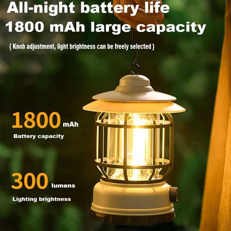 Rechargeable Camping Lantern Vintage Pendant Light Tent Lights Stepless Dimming Portable Waterproof For Adventure picnic Home M251201