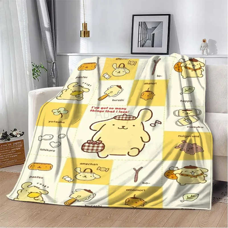 Sanrio 31 Style Pom Purin Cartoon Flannel Fluffy Soft Blankets for Children Plush Sofa Office Quilt Picnic Thin Blanket Gift H2512011