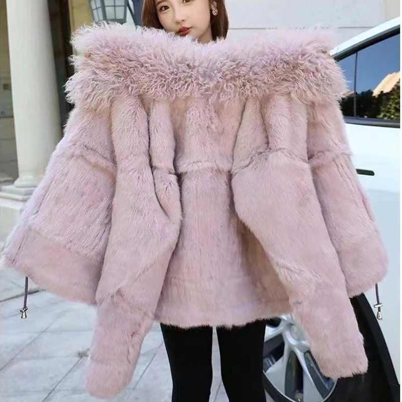 2024New Spring Women Retro Short Faux Leather Fur Coat Clothing Moto Biker Zipper Sheepskin Jacket Long Sleeved Turn Down CollarT251201