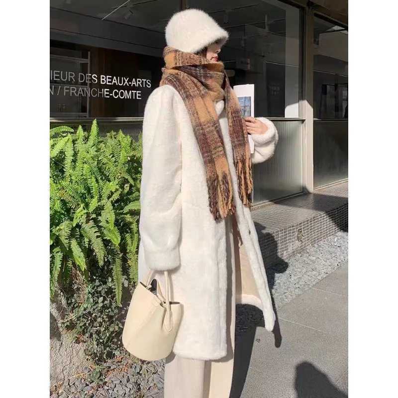 Women Winter New Mink Coat Thickened Wide Loose Lambs Wool Fur Mid-length Faux Fur Coat Luxury Comfort Warmth Winter Coat WomenT251201