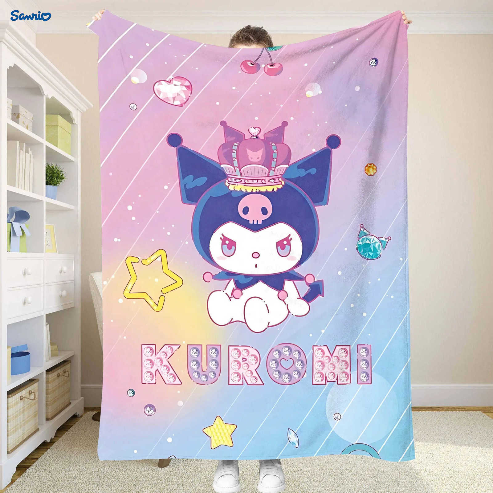 Sanrio Double Bed Blankets and Throws K-Kuromis Fluffy Soft Blankets for Decorative Sofa Blanket Summer Comforter Bedspread on the Bed H251201