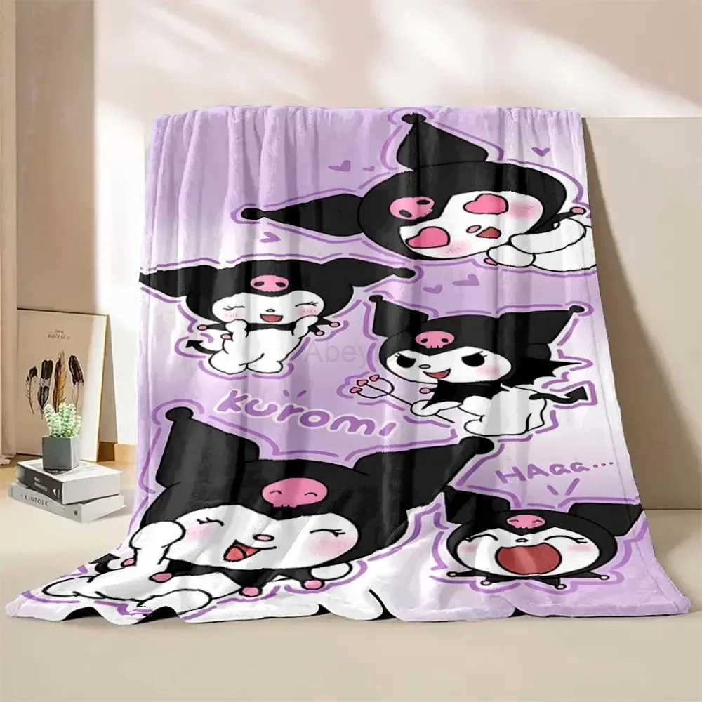 Sanrio 17 Styles Kuromi Throw Flannel Fluffy Blanket Soft Quilt Thicken Plush Blanket Cartoon Sofa Blanket Child Adult Gift H251201