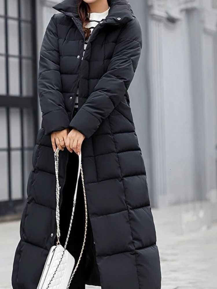 New Winter Womens Jacket Warm Fashion Comfortable Bow Belt Fox Fur Collar Clothes Long Dress Office Casual Womens Thick CoatT251201