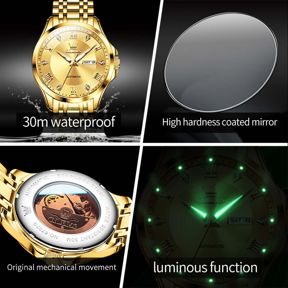 OLEVS Designer Outdoor Women's Luxury Fashion Mechanical Watches Waterproof Luminous Double Calendar Men's Business Watches Free Shipping Wh
