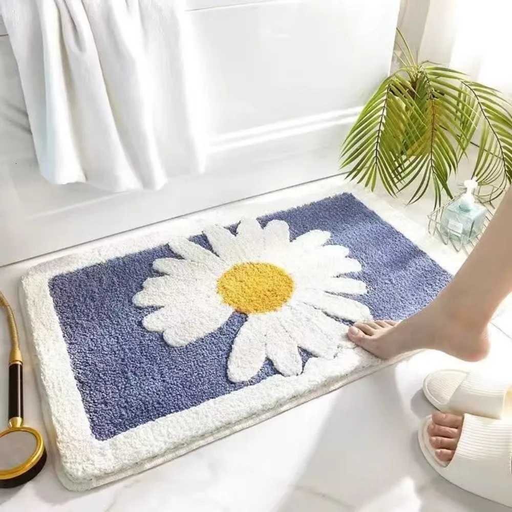 VIKAMA Daisy Pattern Bathro Carpet Non Slip Small Fresh Flower Pattern Carpet Living Ro Entrance Decora Carpet He Decora H251129