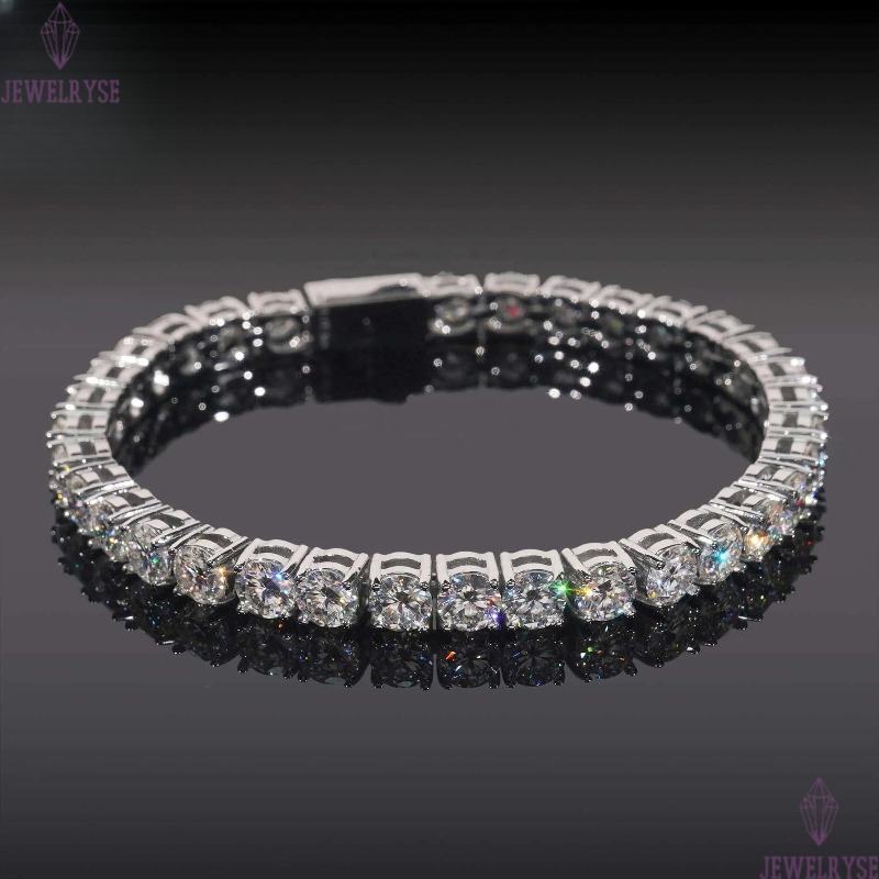 RTS 316L Never Tarnish Chain Stainless Steel VVS Moissanite Lab Dia 4mm 5mm Tennis Bracelet