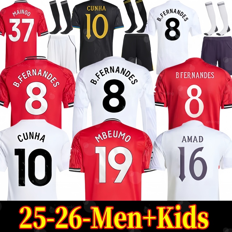 25 26 MAN CUNHA Soccer Jersey AMAD SESKO MAINOO MOUNT ZIRKZEE unted football shirt MARTINEZ FERNANDES UNTED player fan MBEUMO Kids Child kit Long short Sleeve jerseys