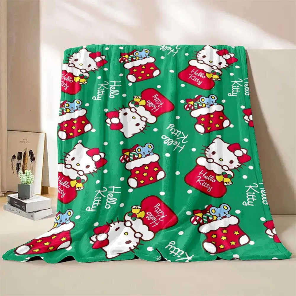 Sanrio Hello Kitty Christmas Printed Blanket for Home Travel Sofa Soft and Comfortable Blanket for Adults and Kids Holiday Gifts H251201