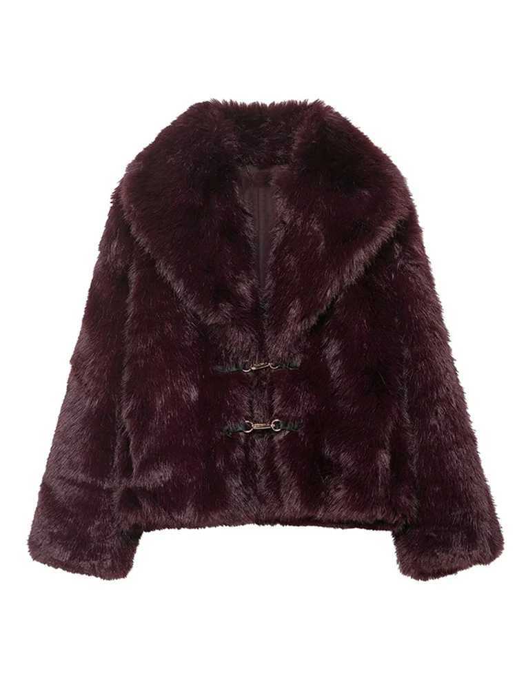 Womens Thick Warm Faux Fur Jacket Fashion Lapel Collar Solid Fluffy Fur Coat Winter New Long Sleeve Female Chic OuterwearT251201