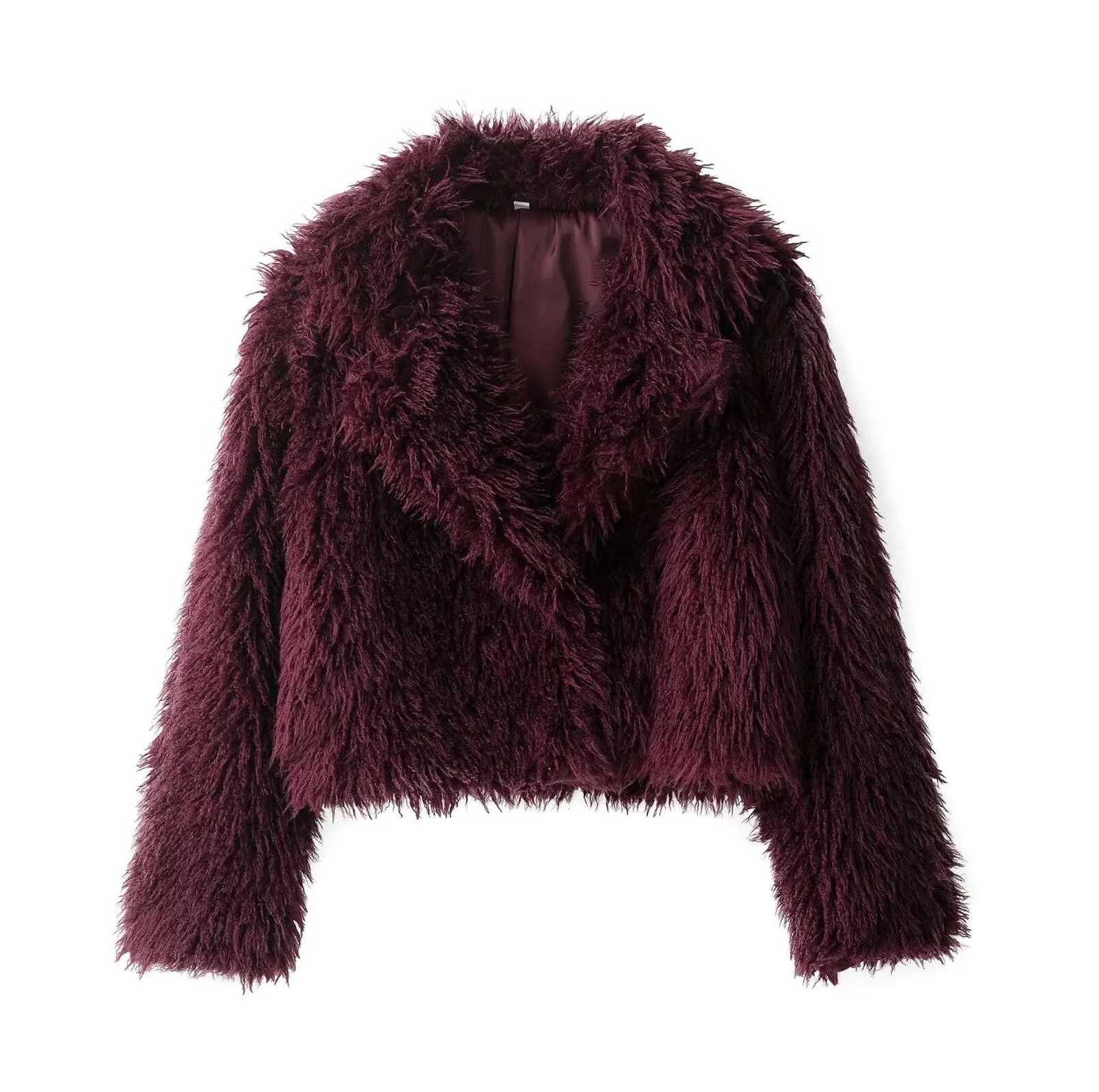 Women Elegant Faux Fur Coat Warm Fluffy Loose Long Sleeve Lapel Jacket Autumn Winter Fashion High Street Lady OuterwearT251201