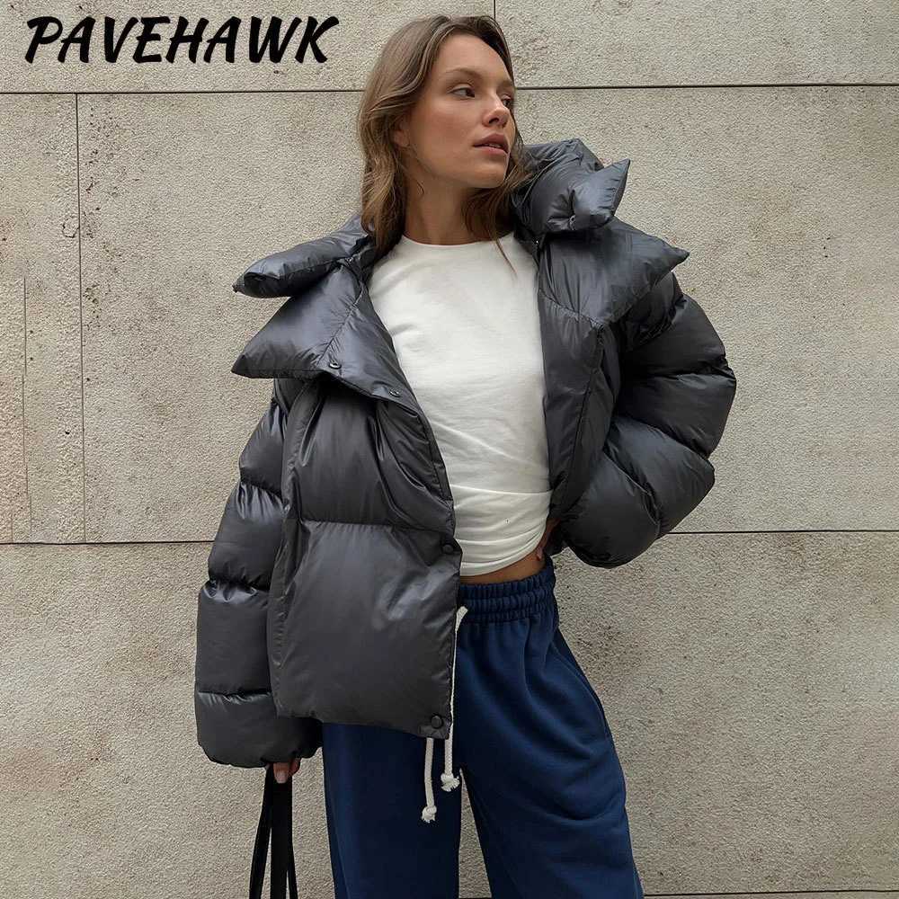 Winter Quilted Jacket Women Hooded Thick Warm Solid Streetwear Zipper Loose Down Parkas Streetwear Office Ladies Puffer OutwearT251201