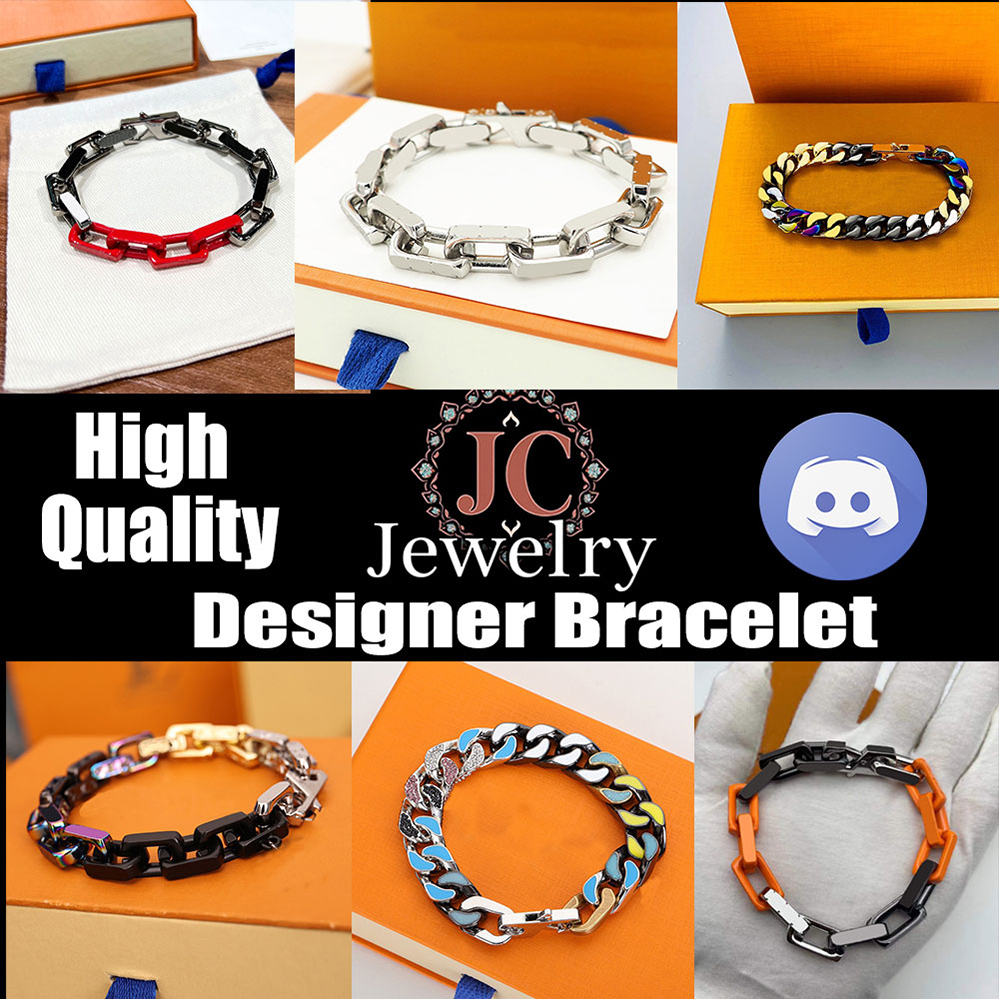 JC Jewelry High Qaulity Designer Bracelet (with box) Men and women Luxury Cuban Bracelet, Outdoor Niche Geometric Hip-hop Bracelet, Long Collarbone Chain P02