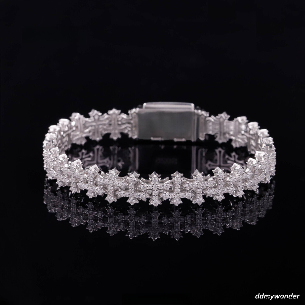 New Design Sterling Sier Gold Plated Link Bracelets Iced Out Vvs Moissanite Full Dia Cross Chain Bracelet Ddmywonder