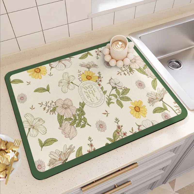 Bohemian Style Diatomite Drainage Mat Quick Dry Kitchen Countertop Pad Heat Resistant Anti Slip Placemat Sink Decor Beautiful Y251201