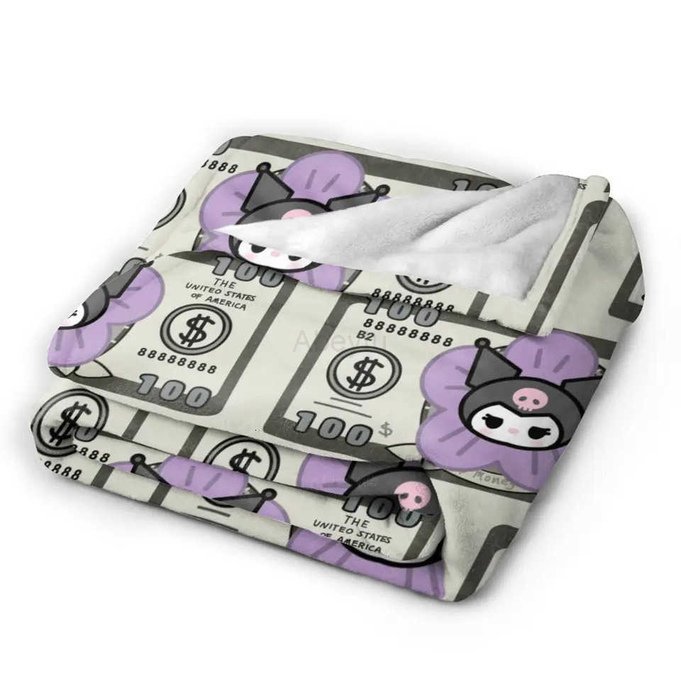 Sanrio Sanrios Kuromis Flannel Blanket Winter Purple Loves Warm Soft Throw Blanket for Girls Boys Couch Bed Bedspread Sofa Bed Cover H251201