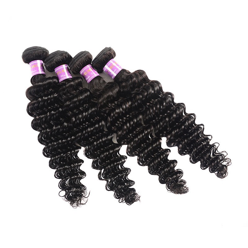 Natural Color Deep Wave Brazilian Virgin Human Hair Weaves Unprocessed Hair Wefts 8-28 inch Hair Extensions Accessory for Women Beauty Hair Wefts