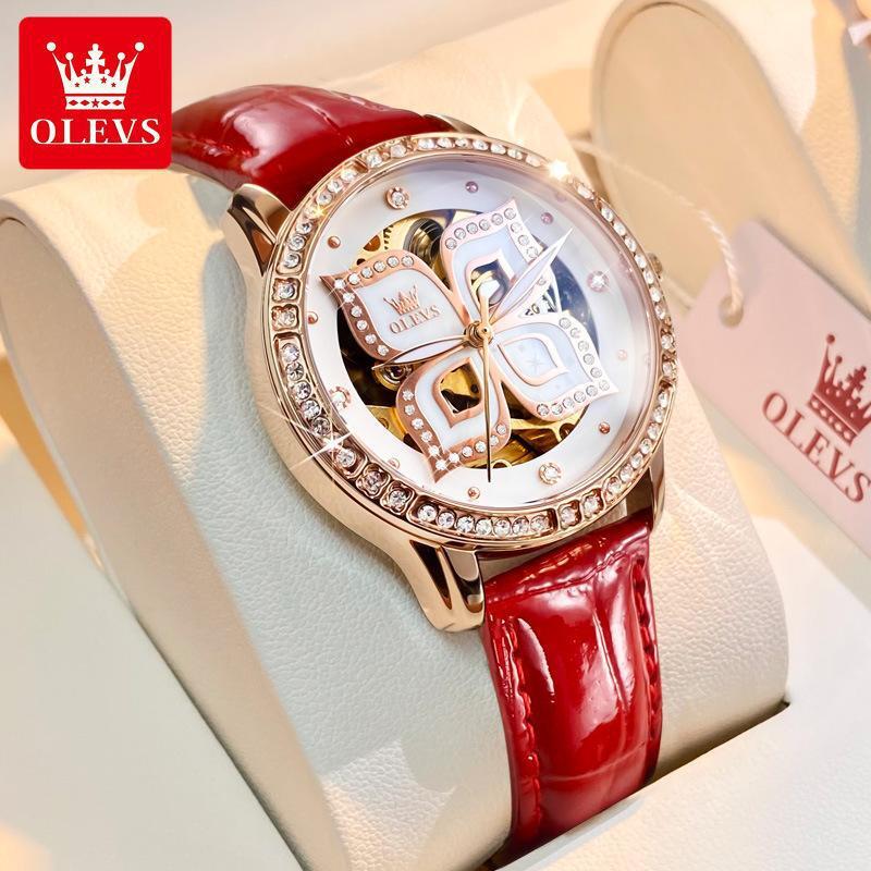 OLEVS Designer Fashion High-end Business Watch Watch Brand Four-leaf Clover Hollow Diamond Set Luminous Women's Watch Luxury Free Shipping Wholes