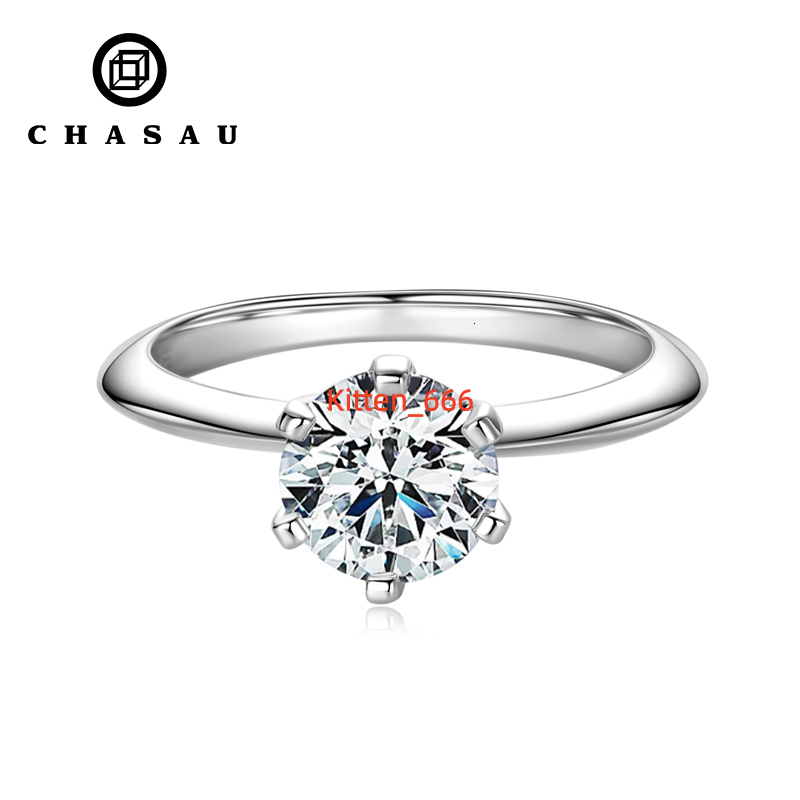 Custom 05CT 1CT 2CT 3CT Vvs D 925 Sterling Silver Solitaire Moissanite Wedding Engagement Ring for Women with Gra Certificate