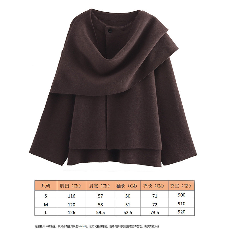2024 Style Womens Autumn New Asymmetric Scarf Short Loose Knitted Coat Long Sleeve 241114