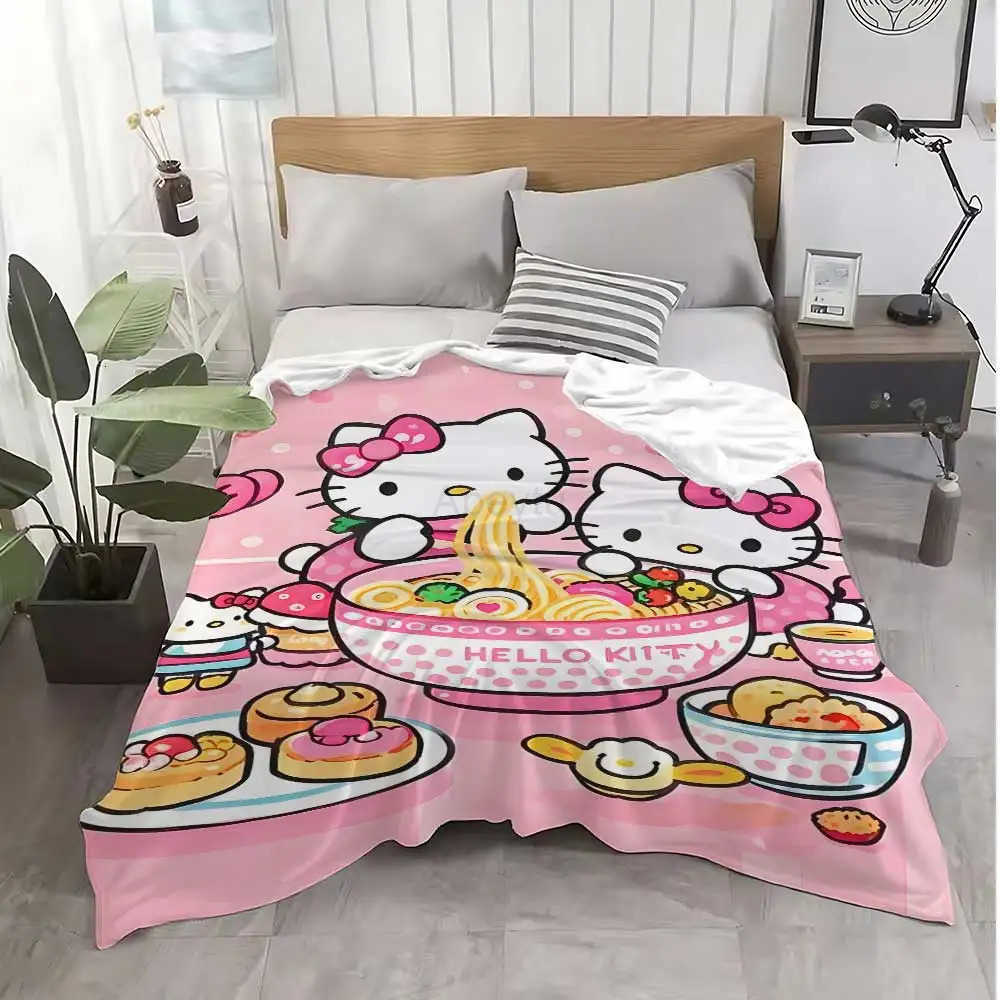 Sanrio Fluffy Soft Blankets for Winter Kawaii Cat Hellos Personalized Blanket School Microfiber Bedding Home Interior Bed Throw Sofa H251201