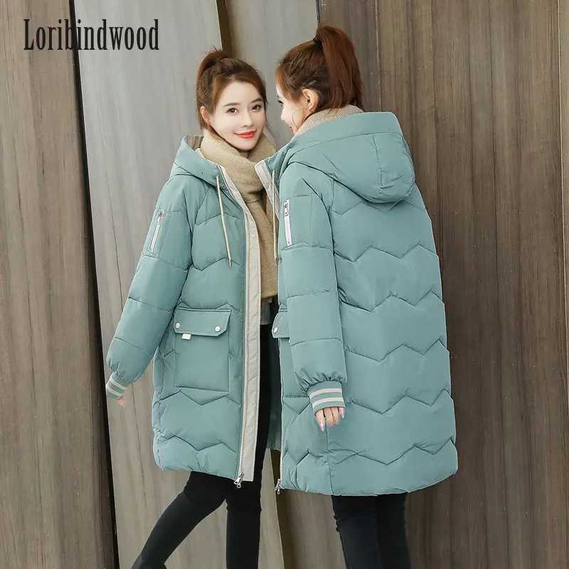 2023 Winter Women Jacket Coats Long Parkas Female Down cotton Hooded Overcoat Thick Warm Jackets Windproof Casual Student CoatT251201