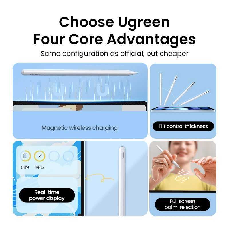 NEWUGREEN Stylus Pen for Pencil for iPad Pro Air Mini 2022 Palm Rejection Magnetic Wireless Charging Tilt Pen C251201