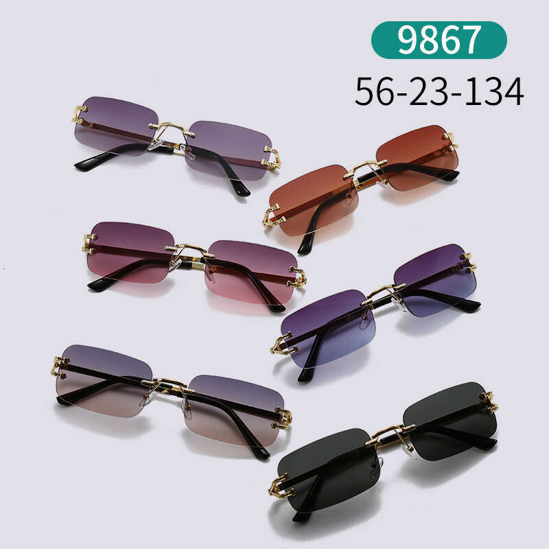 Retro frameless cut edge small square sunglasses for men and women with round faces for slimming, punk style hip-hop bouncing, and disco sunglasses