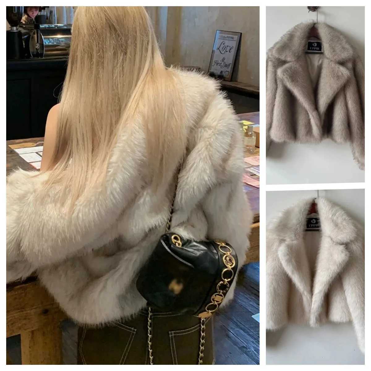 2025 Luxury Brand Autumn Winter Fur Coat Women Short Lazy Wind Fox Fur Jacket Cropped Fluffy Casaco De Pele FemininoT251201