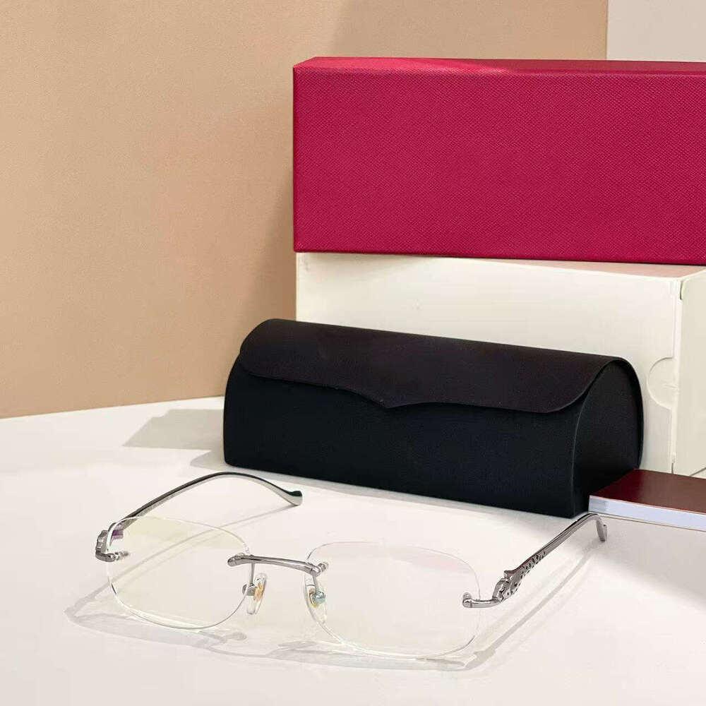 Designer New Frameless Glasses for Women, No Makeup Trendy Style, Blue Light Blocking, Non-Prescription Internet Celebrity Live Streaming Glasses, Can