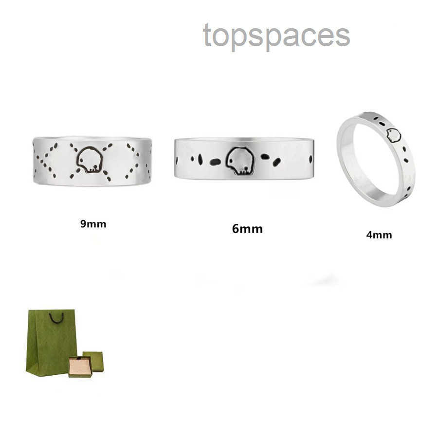 Fashion Ghost Designer Ring For Man Women Unisex Brand Rings Jewelry Sliver Color 4mm 6mm 9mm