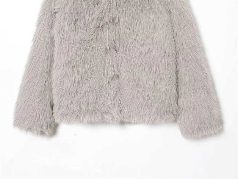 Womens Coat 2025 Winter New Gray Long-Sleeve Faux Fur Hooded Warm Loose Coat Casual Fashion High-End PersonalizedT251201