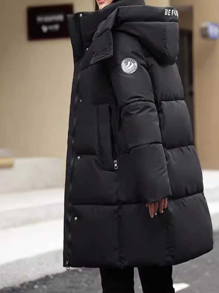 New in WomenS Winter Down Cotton Jacket Warm Thicken Cotton Padded Jacket Korean Loose Plus Size Parkas Outwear Long CoatT251201