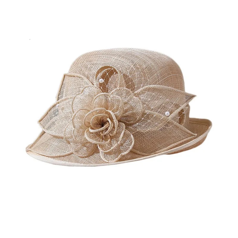Sinamay Wedding Fedora Hats For Women Ladies Elegant Church Cap Tea Party Dress Formal Occasion Millinery Hat 251129