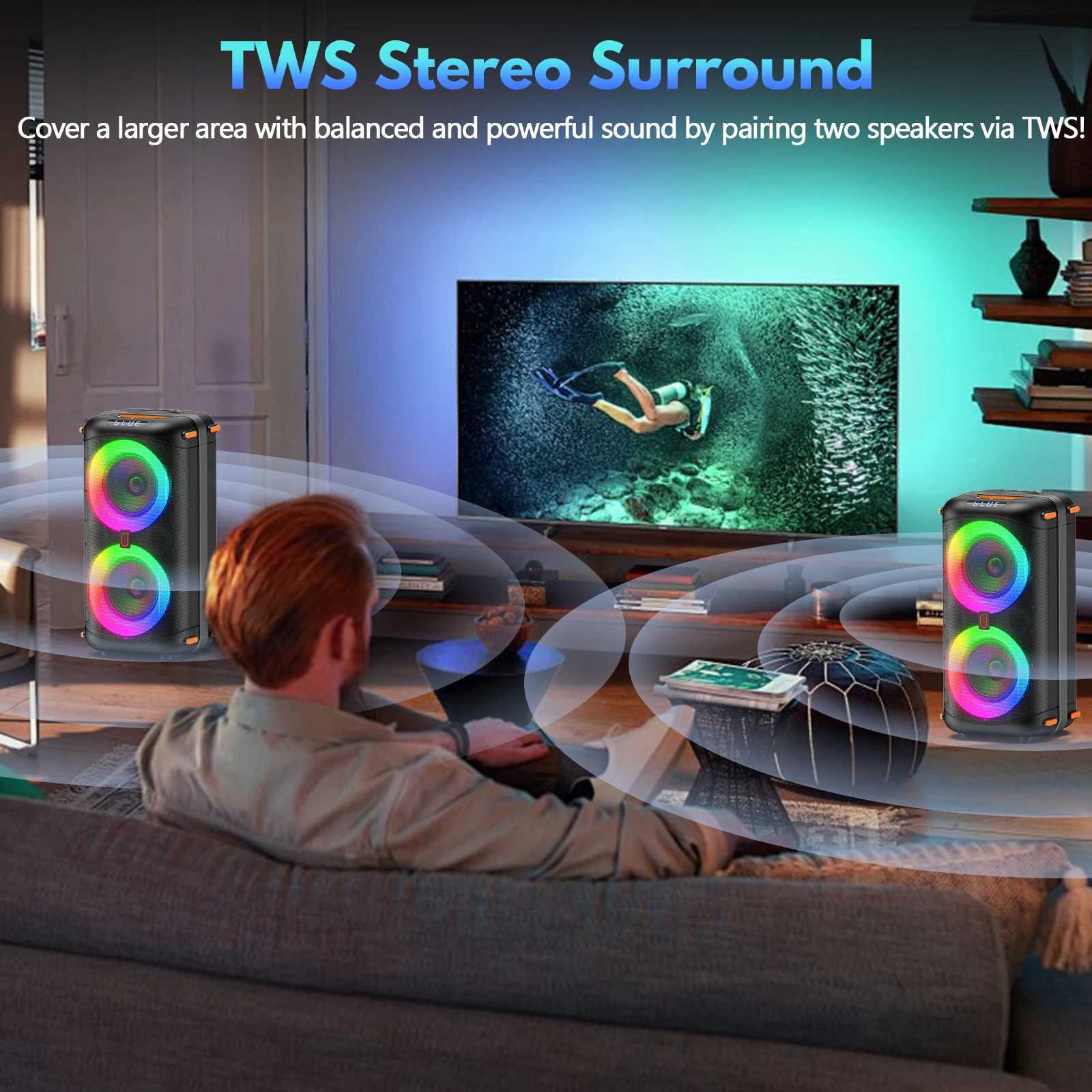 T27 Wireless Speaker Karaoke Machine with 2 Microphone Home Karaoke Party Speaker with Led Light M251201