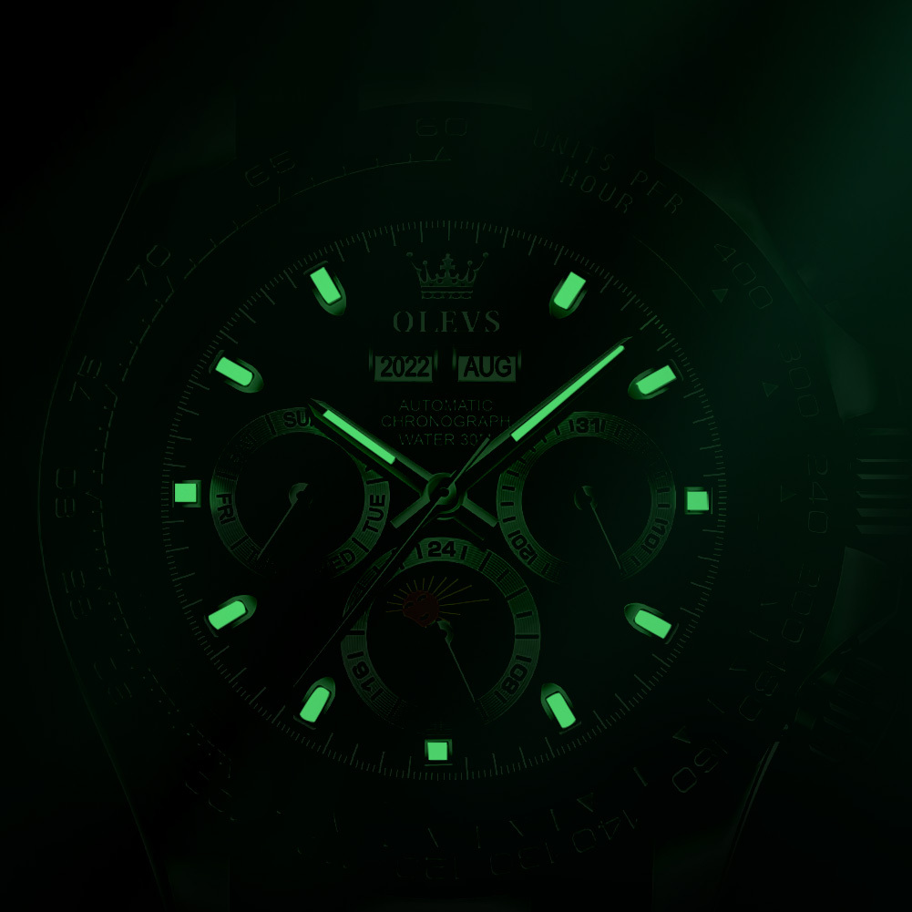 OLEVS Designer Luxury Men's Watch Fashion Sun Moon Night Light Waterproof Mechanical Watch Versatile Outdoor Sports Watch Free Shipping Wholesale