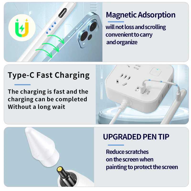 Stylus Pen For Pencil with Led Indicators Palm Rejection Touch Pencil for 2022 2021 2020 2019 2018 iPad 30Min Fast Charge C251201