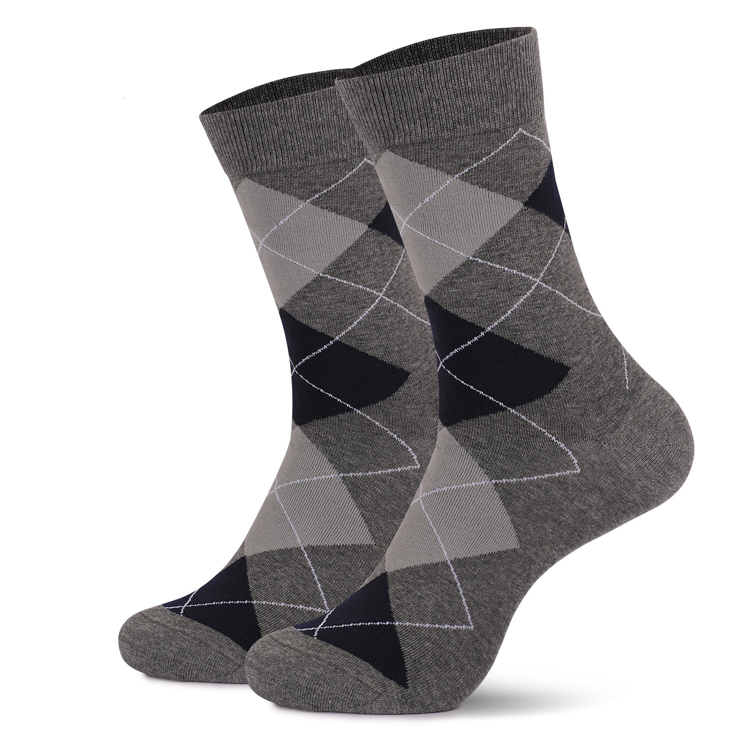 New Mens Business Mid-Calf Socks British Style Diamond Pattern Commuter Socks Office Mens Thickened