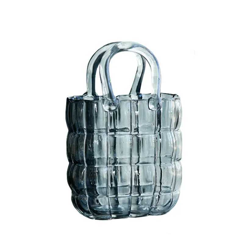 Clear Vase Bag Handbag Basket Transparent Terrarium Flower Floral Arrangement Accessories Living Ro Decoration Y251201