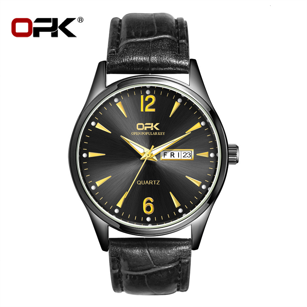 OPK Free Shipping New Designer Watch One Piece Dropshipping Hot Selling Simple Business Dual Calendar Quartz Watch Men's Watch Male Watch