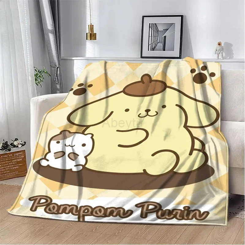 Sanrio 31 Style Pom Purin Cartoon Flannel Fluffy Soft Blankets for Children Plush Sofa Office Quilt Picnic Thin Blanket Gift H251201